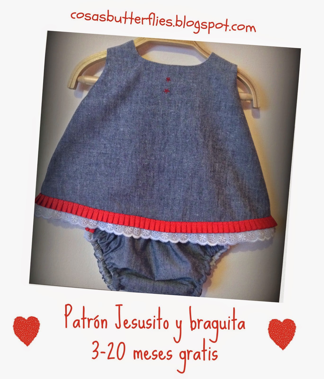menta Escudero Mata Cosas de Butterflies: Patrón gratis vestido bebé (jesusito) tallas 3-20  meses