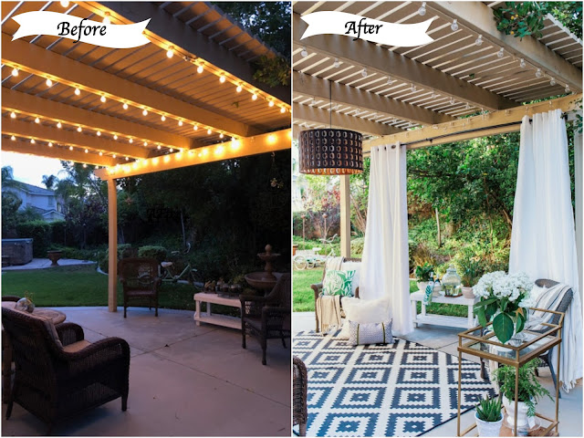 backyard transformation diy decor string lights diy sisters