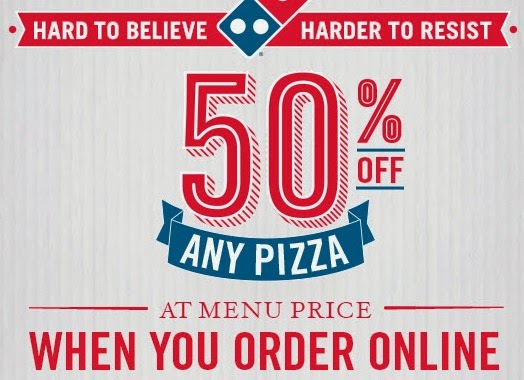 50 off dominos online order