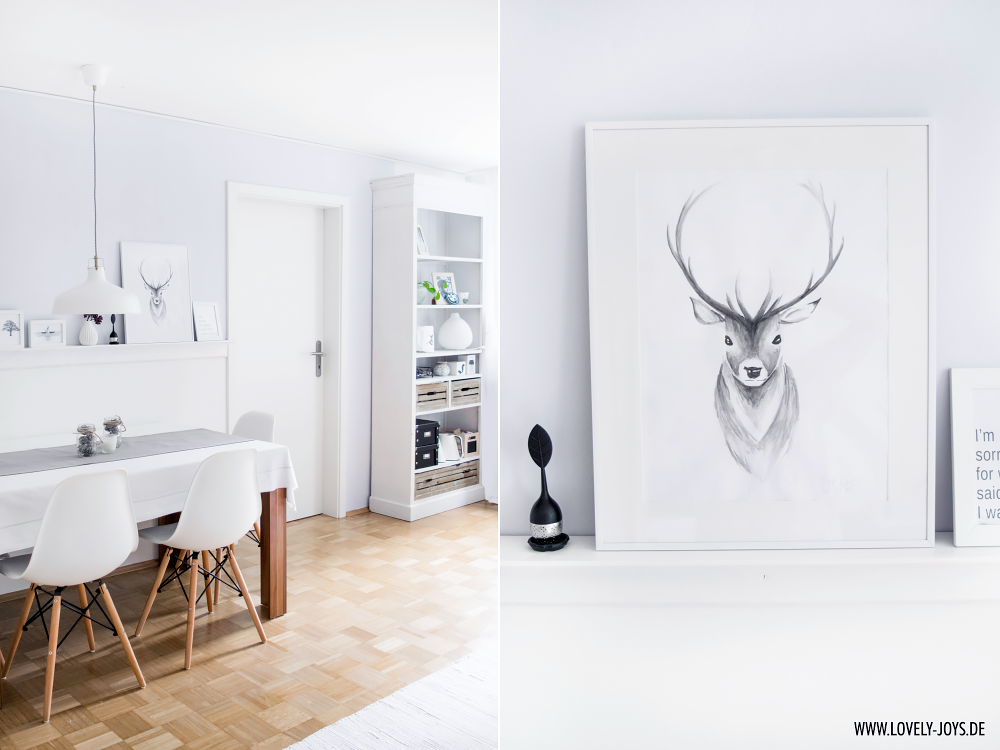 Nordisch Skandinavisch Einrichtung Design Esszimmer Vitra Stühle weiß Hirsch Wasserfarben Bild Nordisch Skandinavisch Einrichtung Design Esszimmer Vitra Stühle weiß Hirsch Wasserfarben Bild