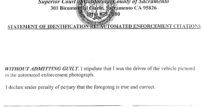 Automated Enforcement Citations Statement Of Identification