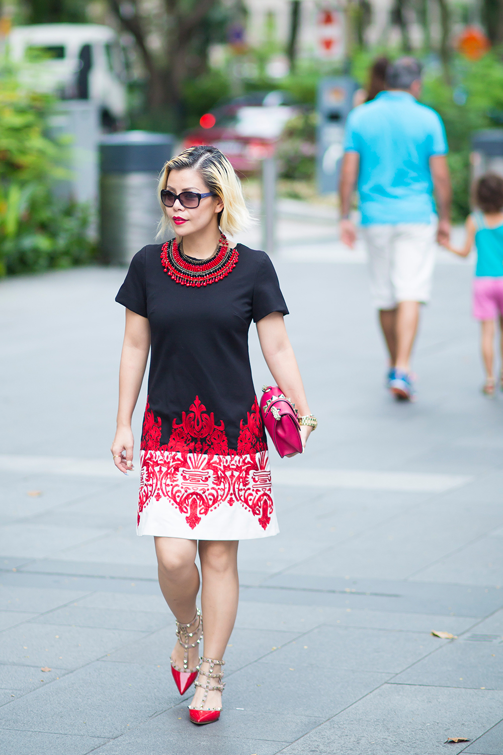 Fashion Blogger- CrystalPhuong- Fewmoda dress and Valentino shoes and bag