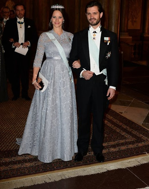 Crown Princess Victoria and Prince Daniel, Prince Carl Philip and Princess Sofia, Princess Madeleine and Christopher O'Neill attend the Royal dinner held in honor of the 2015 Nobel prize winners