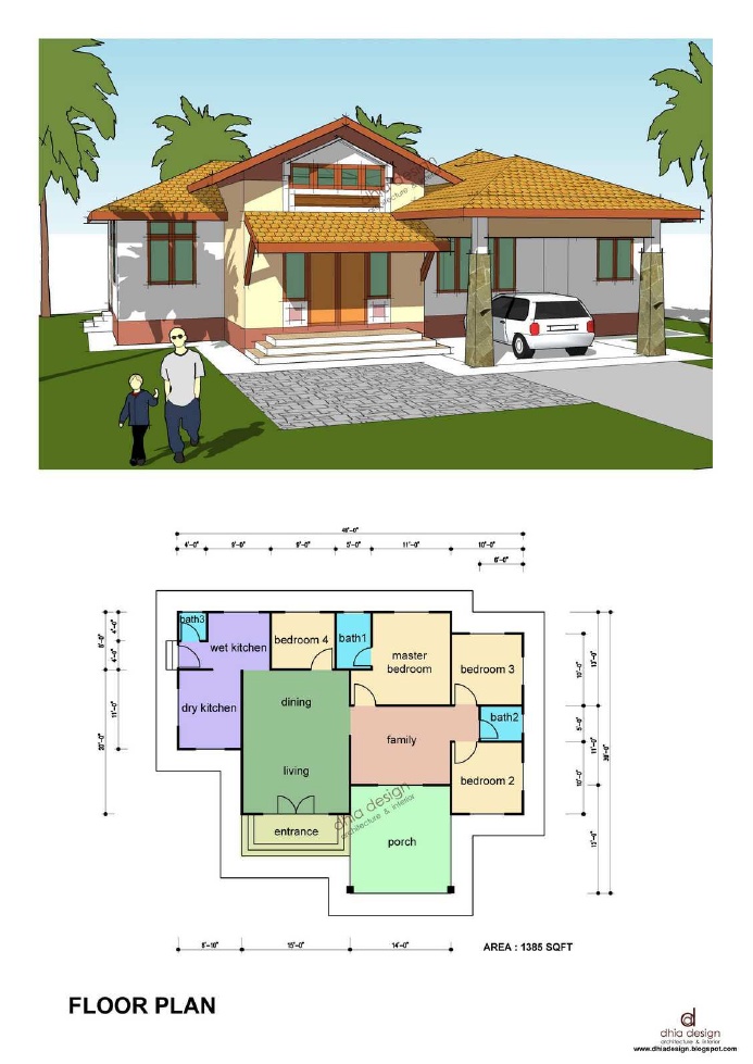 Plan Rumah Kampung 3 Bilik / MAKA CORPORATION SDN BHD Rumah Banglo 4