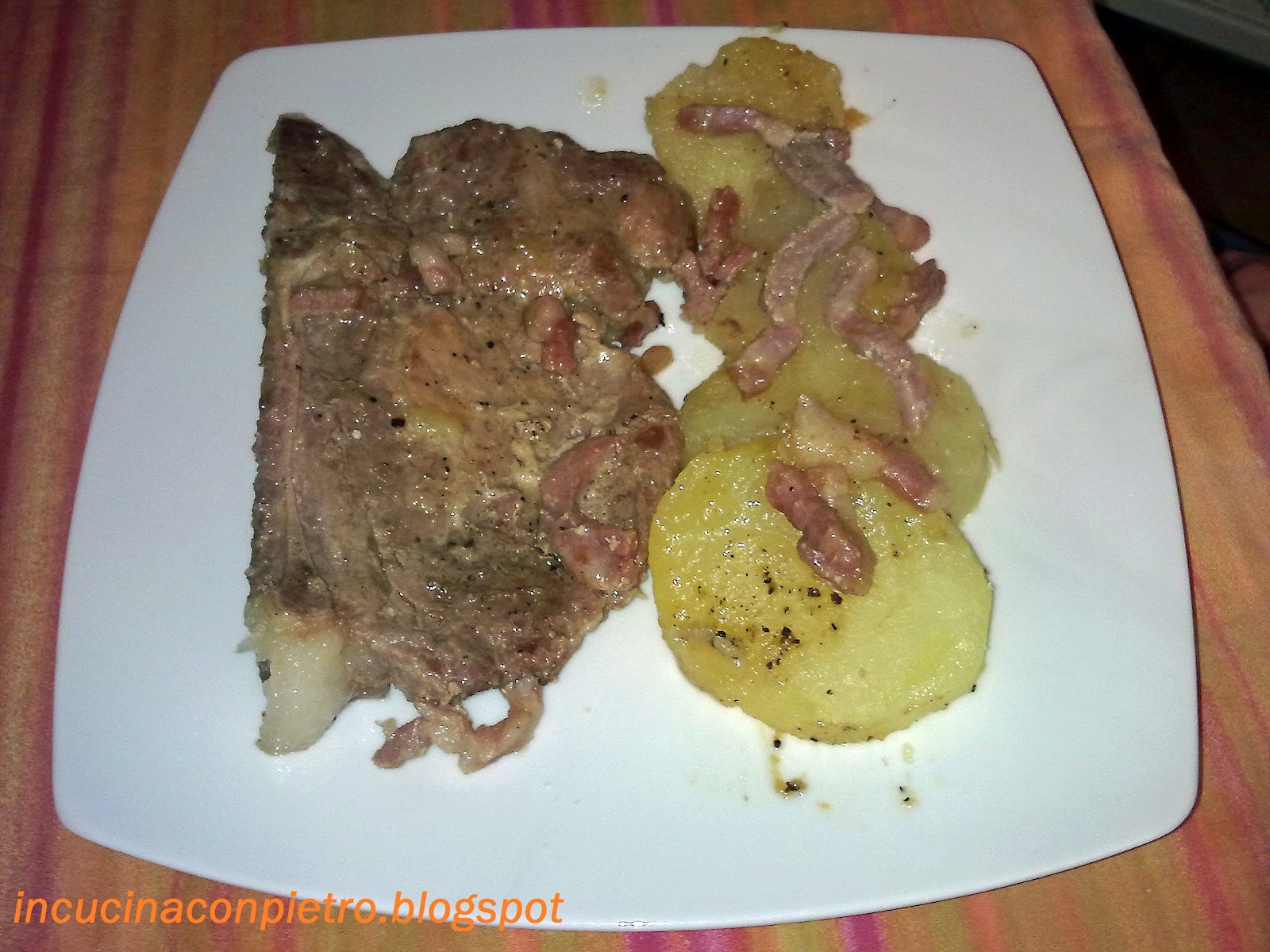 In cucina con Pietro BRACIOLE DI MAIALE CON PATATE E PANCETTA AFFUMICATA