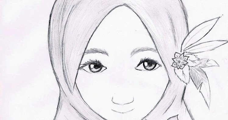 44 Contoh Gambar Sketsa  Wajah  Wanita  Berhijab Tergokil 