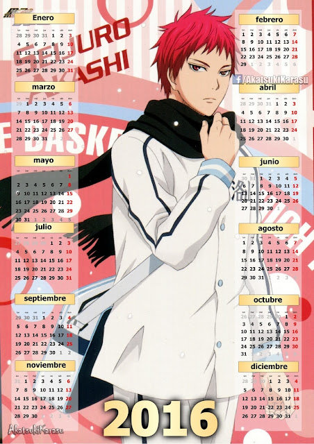 calendario 2016 kuroko no basket