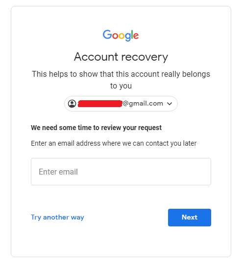 recovery gmail dengan memasukkan email lain yang aktif