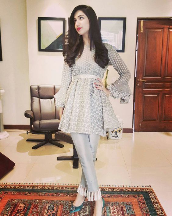 short frock design with saree