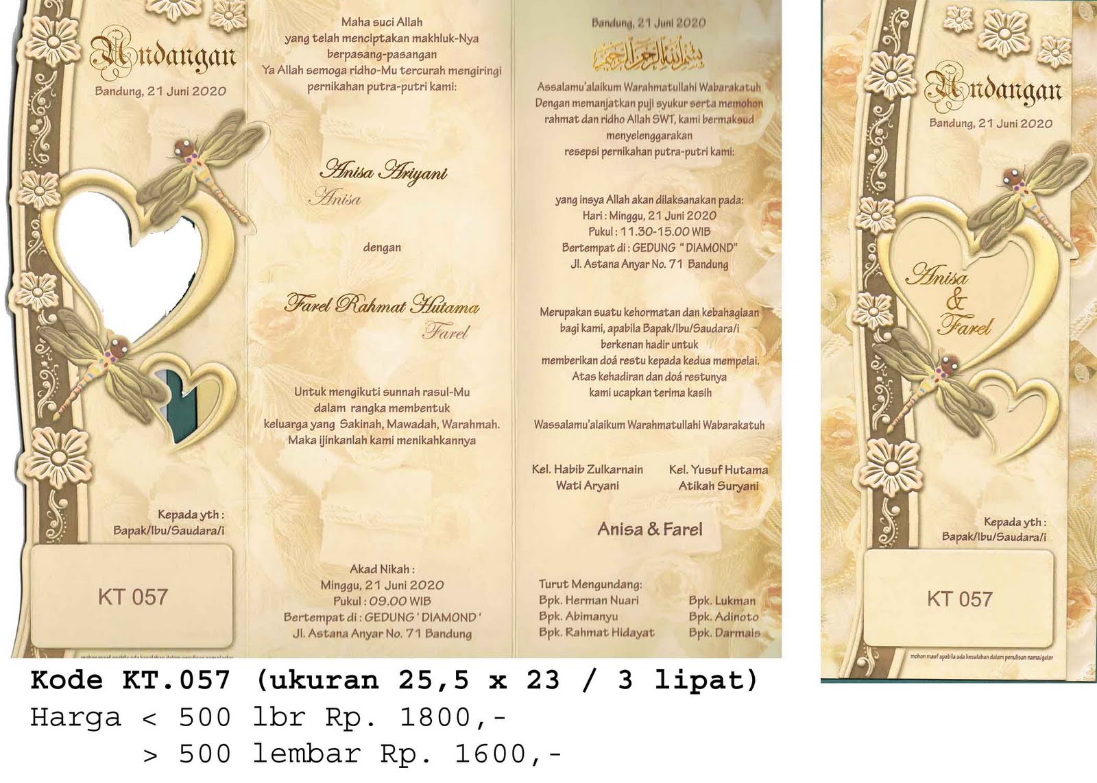 Ukuran Kartu Undangan Lipat three