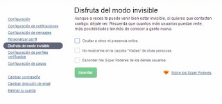 modo invisible en badoo