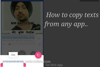 how to copy texts from Android apps