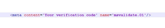 Bing Site-Verification code Bing site Site-Verification code