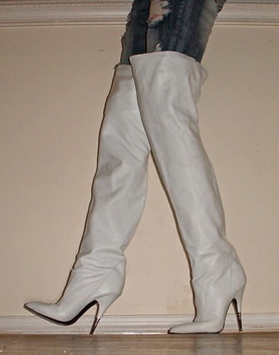 white leather stilettos