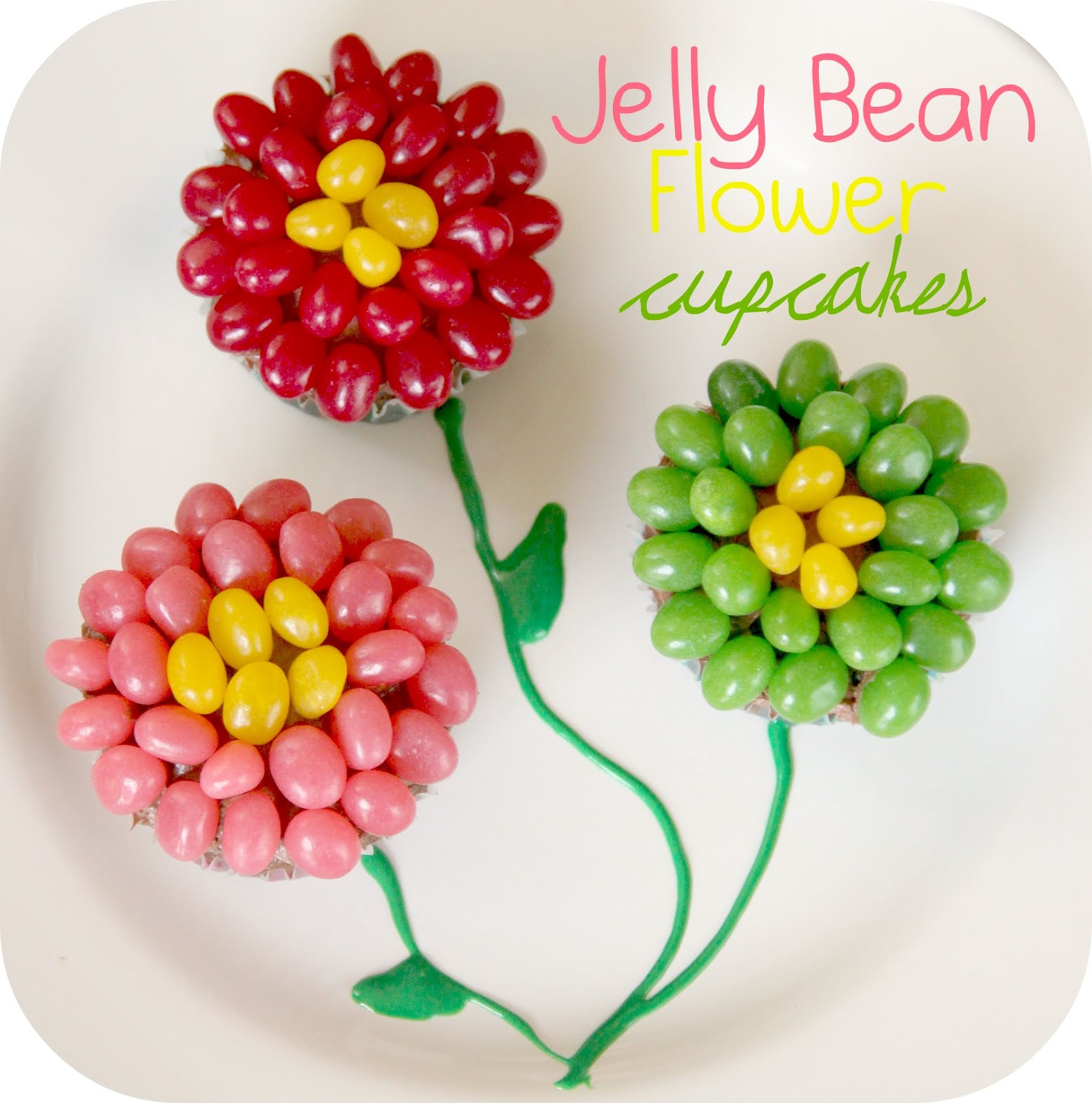 Blue Skies Ahead Jelly Bean Flower Cupcakes