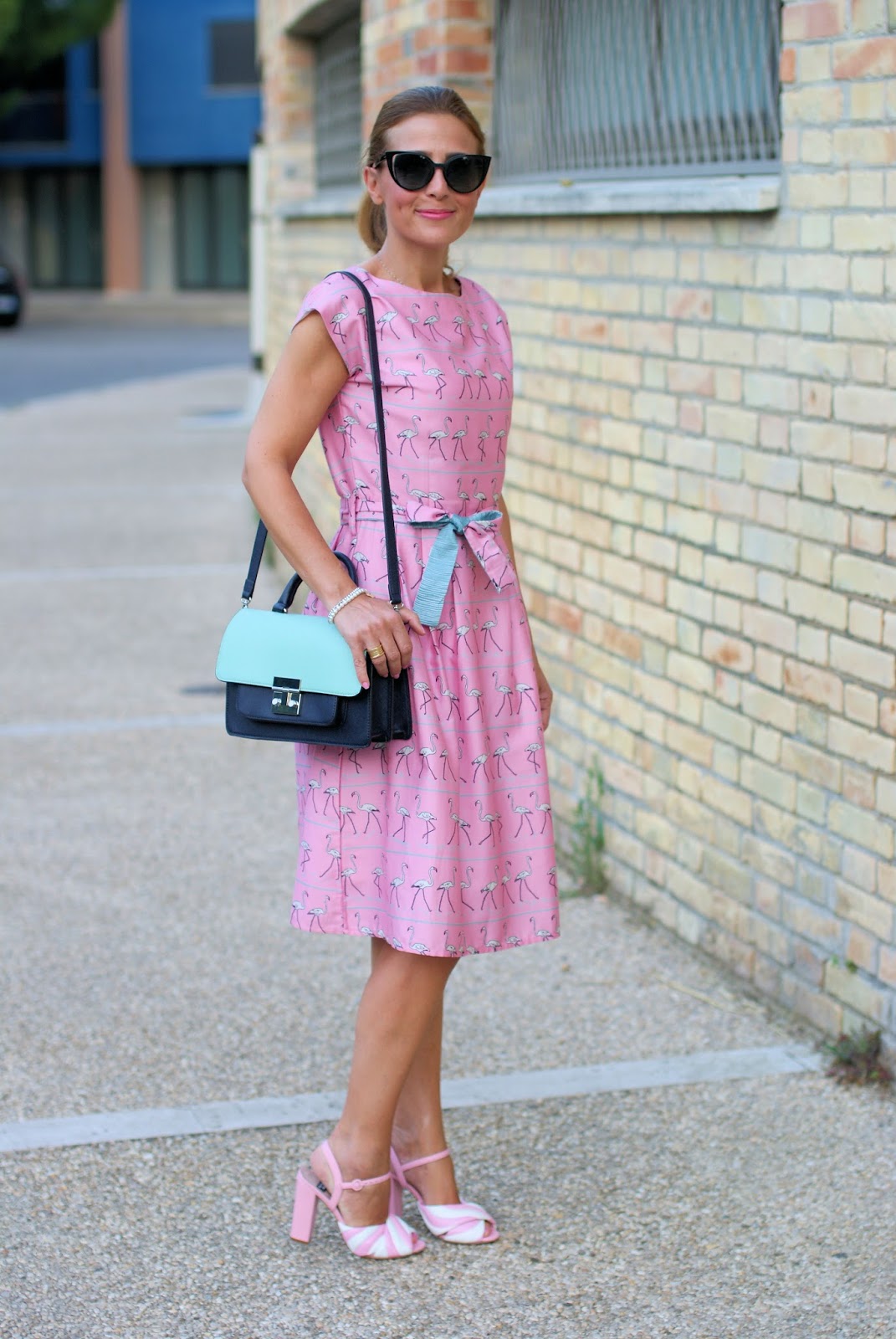 Pink Walking Flamingo dress and Candy sandals | Fashion and Cookies ...