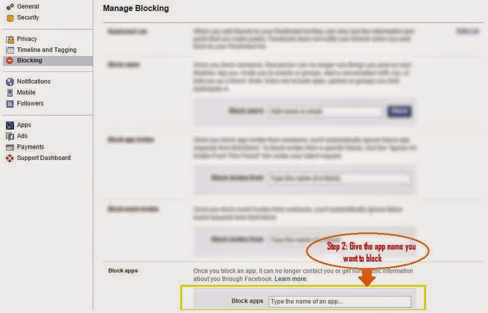 How to block Facebook app request? Step 2