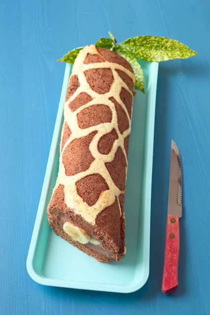 Rolada z bananem.Przepisy na rolade. Żyrafa. Edyta Guhl. http://dolcevitainmykitchen.blogspot.de