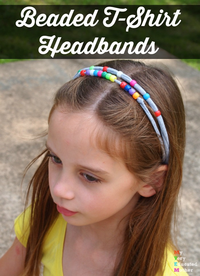 Beaded T-Shirt Headbands are easy enough for kids to make and perfect for a bit of summer fun!