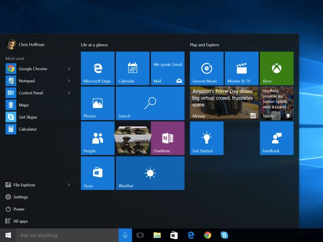 Tampilan start menu Windows 10 Tampilan start menu Windows 10