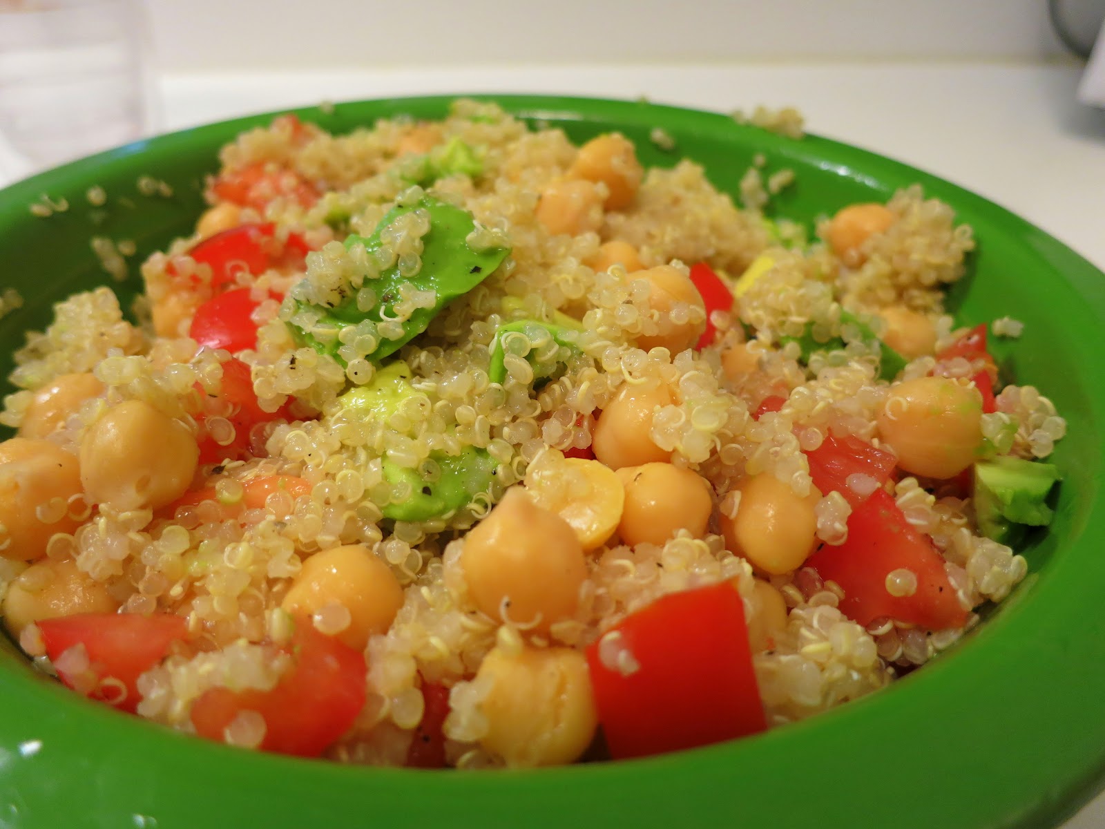 Elizabeth's Dutch Oven Quinoa with Avocado, Garbanzo Beans, and Tomatoes