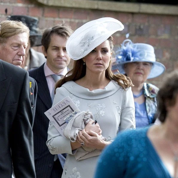 Duchess Catherine wore Erdem dress. Kate Middleton wore wore Erdem dress for wedding of Thierry Kelaart