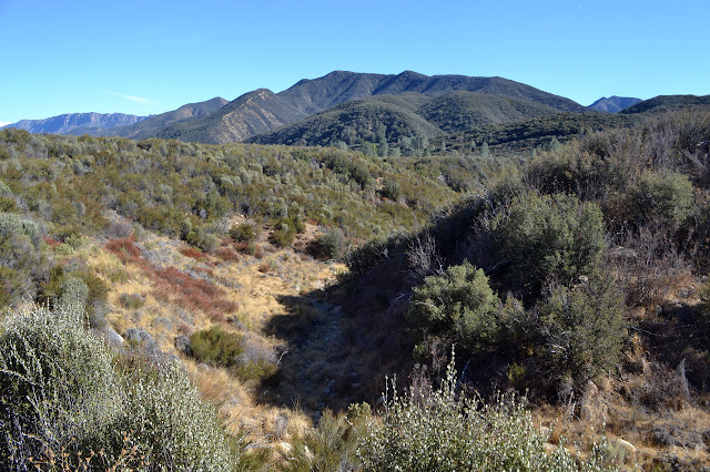 gentle slopes down and a rocky bottom