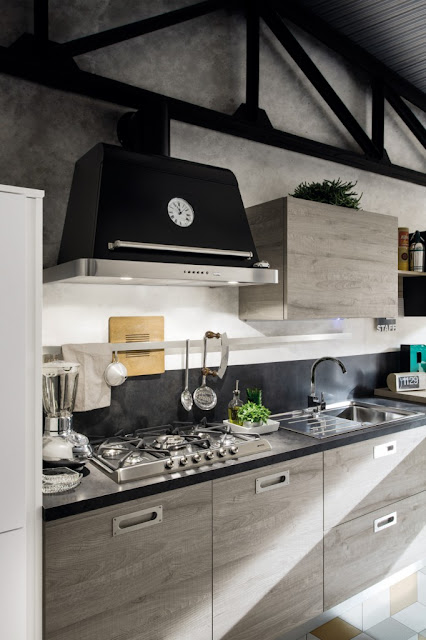Una cucina stile industriale dal sapore retrò