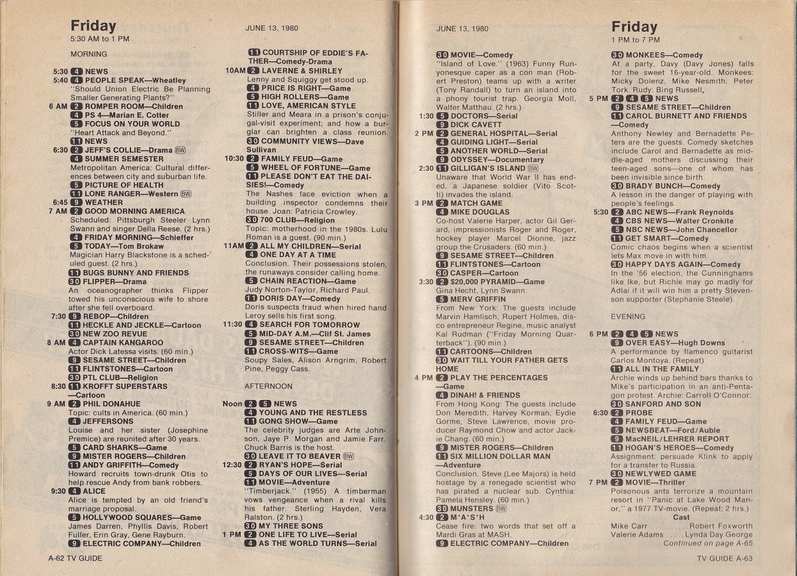 What was on TV June 7th through 13th, 1980