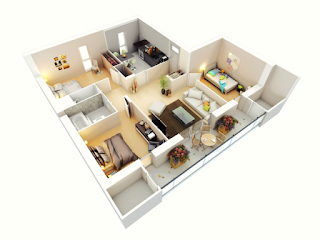 Desain Rumah Modern Insprasi 25 Denah Desain Rumah Modern 3D Sederhana dan Minimalis 3 Kamar
