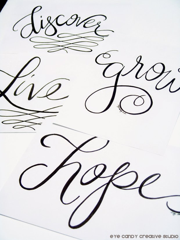 discover, grow, live, hope, #OLW, one little word, hand lettering, hand lettered art prints