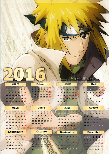 calendario 2016 naruto