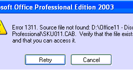 error 1311 office 2003