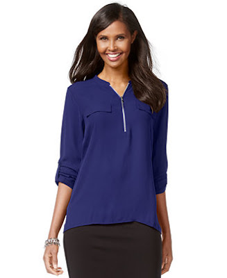 Zip-front utility blouse from Macy's