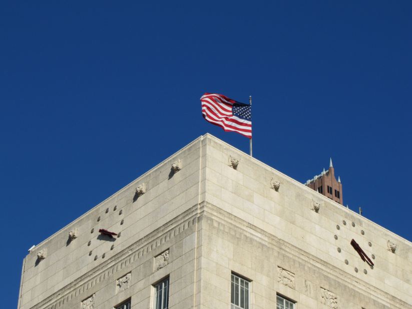 Houston in Pics Houston Landmarks with flags hoisted