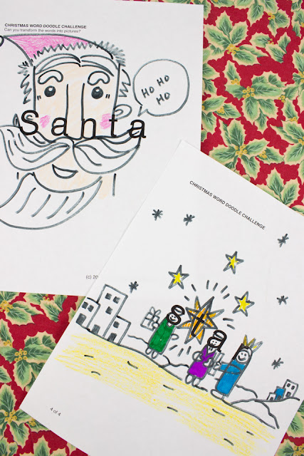 free Christmas Printable Doodle Art Sheets- Fun Challenge for the Whole family!