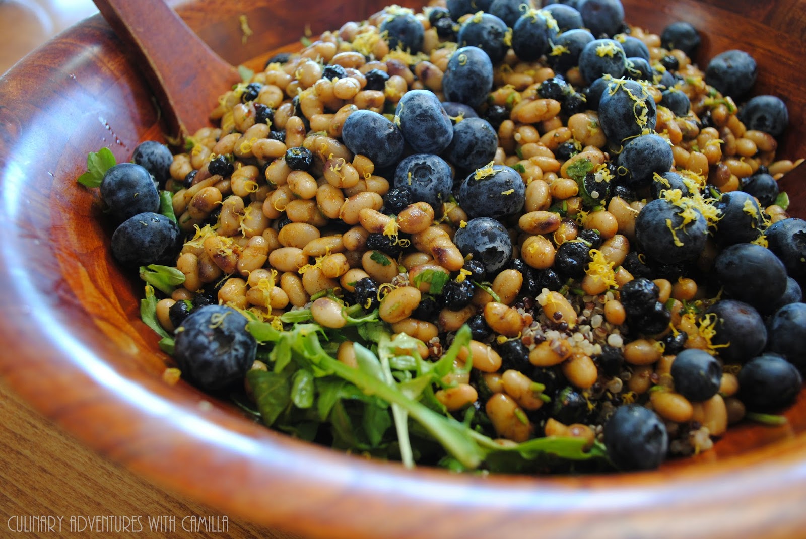 Quinoa & Navy Bean Salad with Lemon, Arugula, and Bluberries