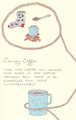 artist journal page cowboy coffee drawing
