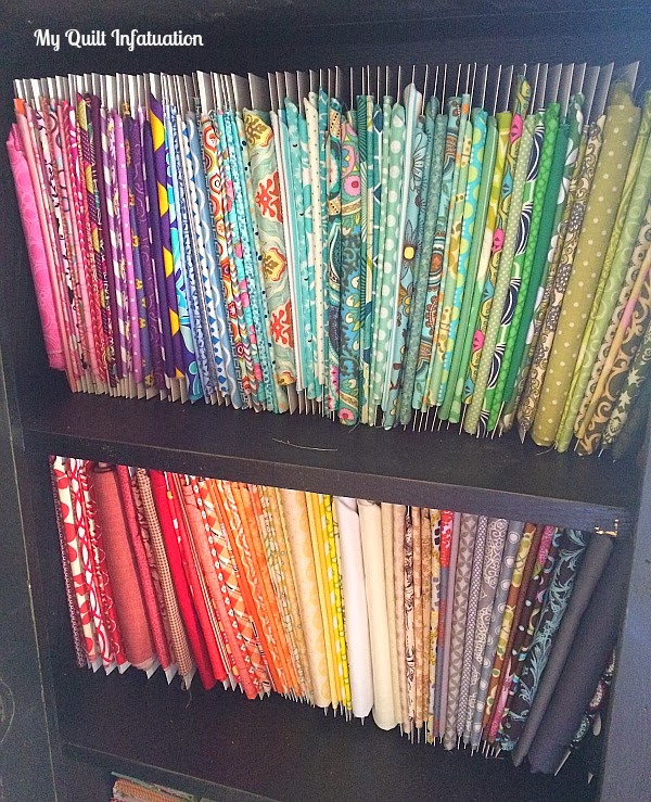 organize fabric w/comic book backing boards  Quilting room, Fabric  storage, Sewing room organization