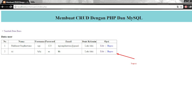 Membuat CRUD (Create Read Update Delete) dengan php - Belajar Bareng21