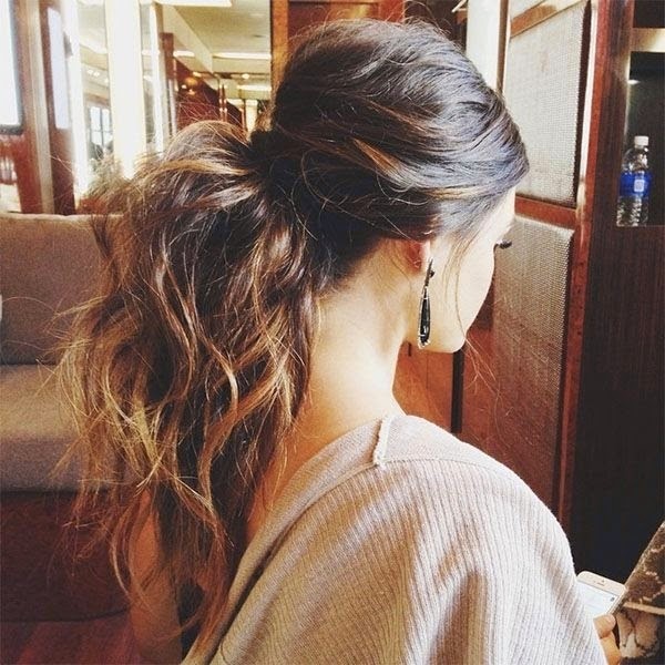 Big Messy Ponytail Hairstyle – Half up half down ponytail}