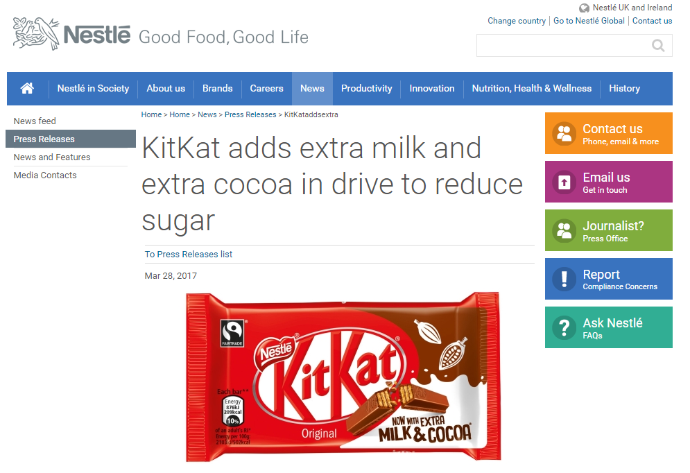 Weighty Matters New Reduced Sugar Kit Kat Bars And The Risks of Overly
