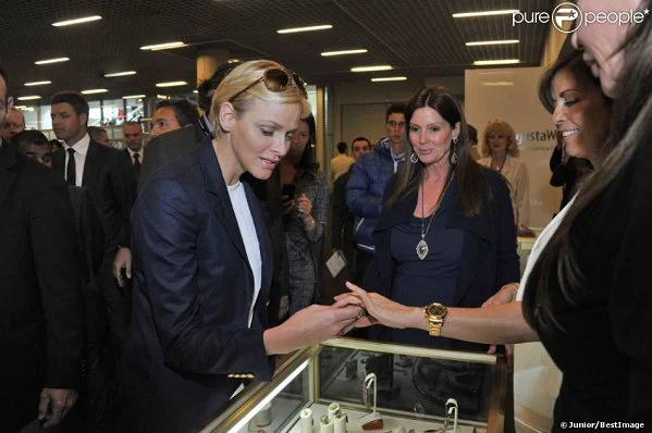 Princess Charlene of Monaco visited the Top Marques event in Monaco together with her brother Gareth.