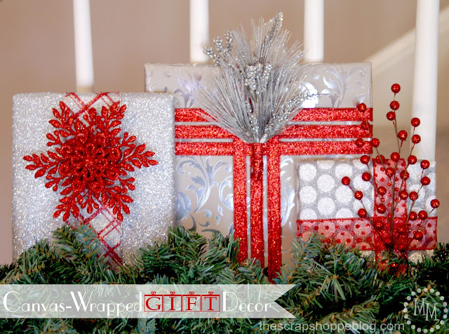 Canvas-Wrapped Christmas Gift Decor