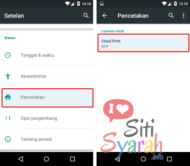 cara print di android langsung