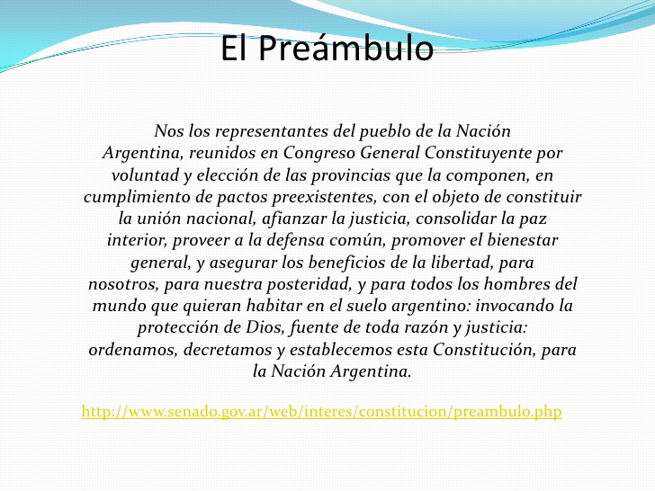 El Preámbulo de la Constitución Nacional Análisis BOMBEROS SAN RAFAEL