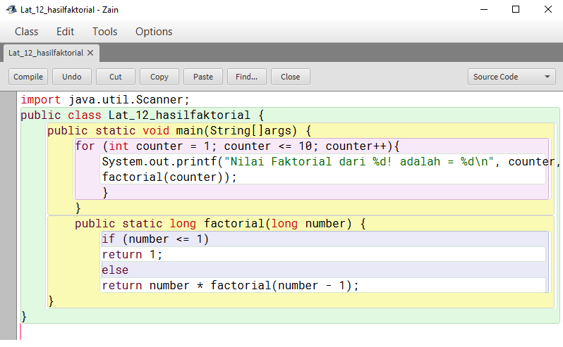 Java Script: Membuat Coding Hasil Faktorial Menggunakan BlueJ