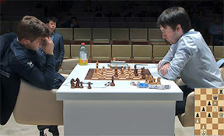 Echecs : Magnus Carlsen 0-1 Teimour Radjabov au Mémorial Vugar Gashimov - Photo site officiel