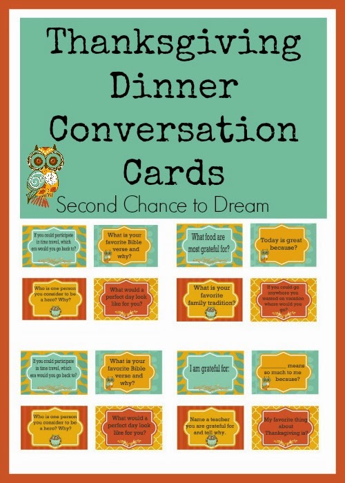 Thanksgiving Dinner Conversation Cards Second Chance To Dream