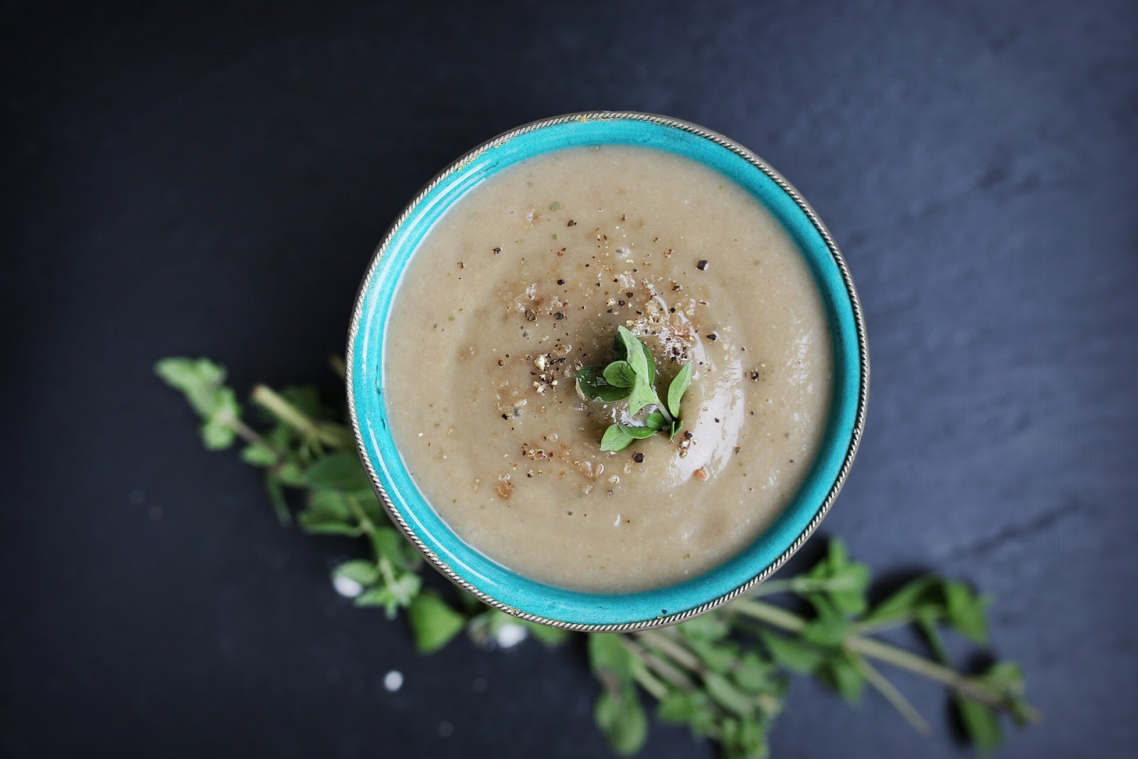 Chestnut Mushroom, Browned Shallots & Marjoram Soup Celia's Saucer